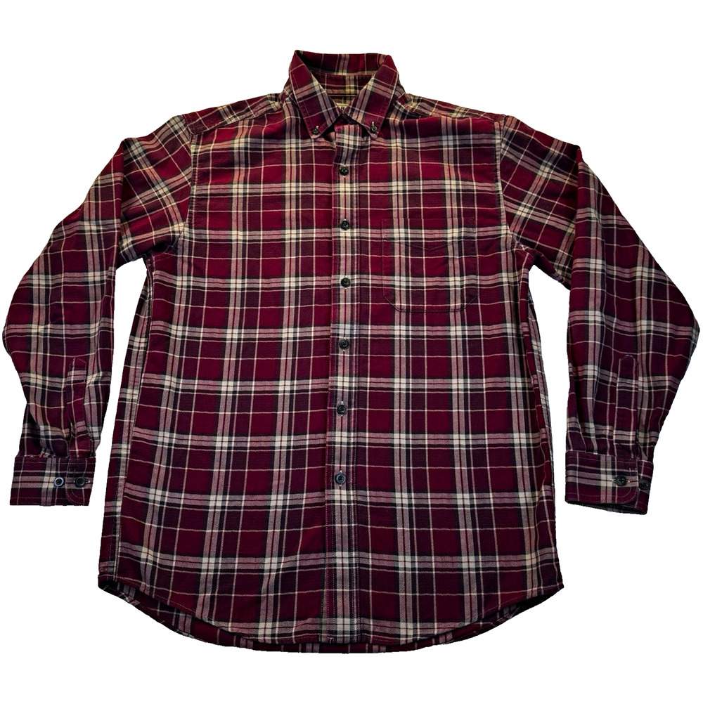 L.L. Bean Men's Burgundy Plaid Flannel Long Sleeve Button-Up Shirt S 253770
